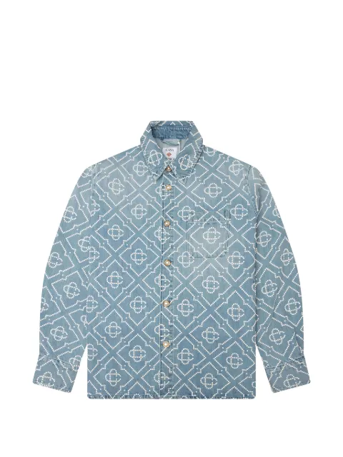 Casablanca pearl-embellished monogram shirt Blue MSS26SH24301