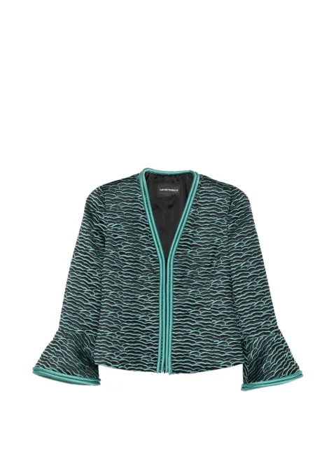 Emporio Armani textured ruffled-sleeve jacket Black EW004468TE20224