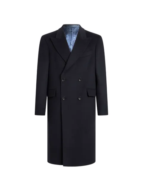 ETRO double-breasted cashmere coat Blue MRAA001499TU2J8