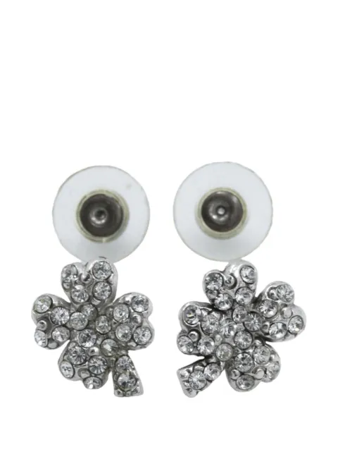 CHANEL Pre-Owned 2003 Brass Plated Crystals Lucky Clover Push Back Earrings costume earrings Silver COA018ATNP98XWUT