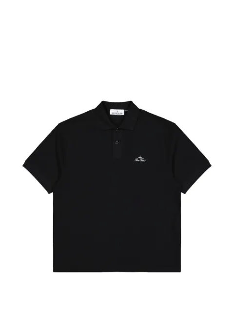Stone Island logo-embroidered pique polo shirt Black L1S152200001S0039