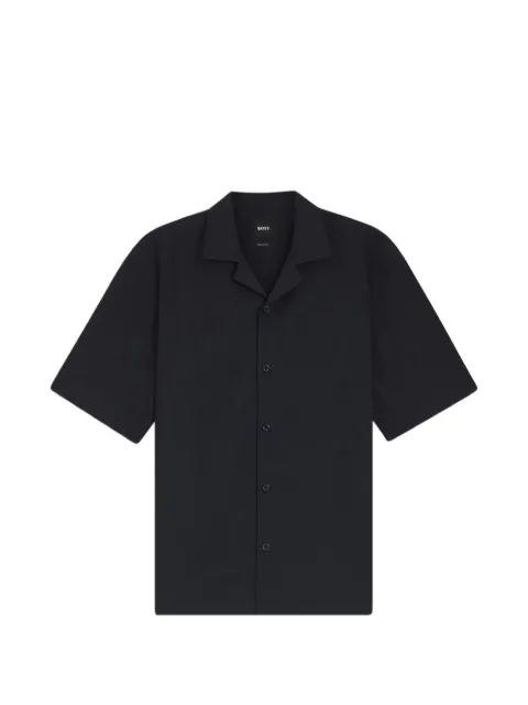 BOSS relaxed-fit shirt in wool-blend mesh Black 50560702