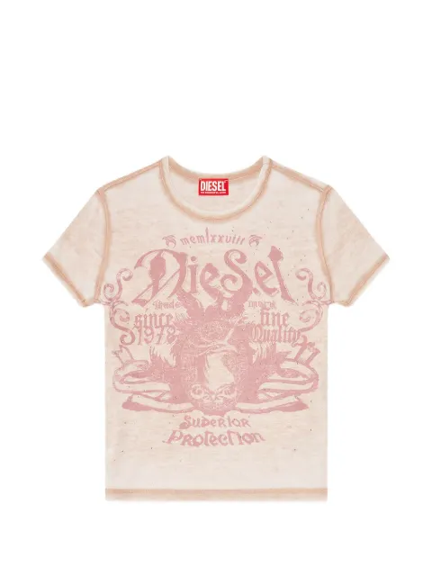 Diesel slim jersey T-shirt with print and studs Pink A233290PLBQ