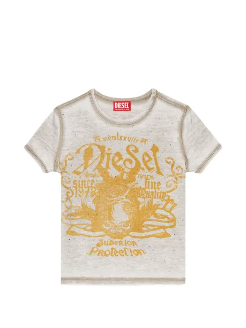 Diesel slim jersey T-shirt with print and studs Grey A233290PLBQ