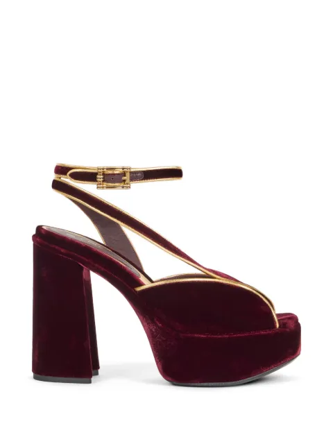 ETRO velvet metallic-trim platform sandals Red WS4F0034AT278