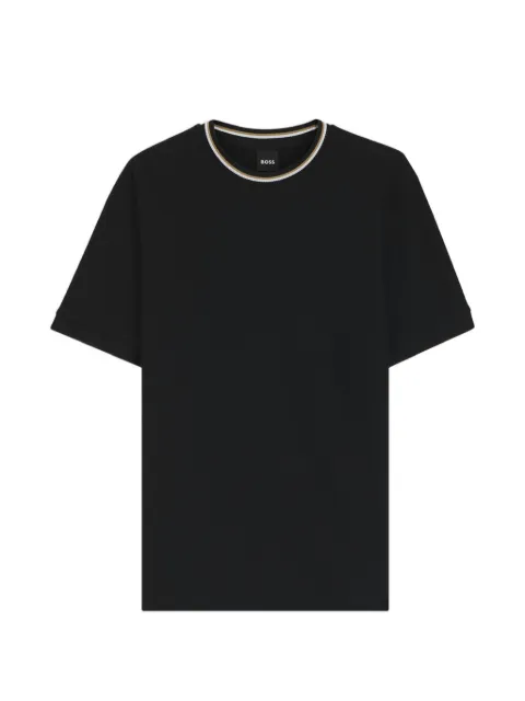 BOSS striped-collar T-shirt in cotton piqué Black 50559847