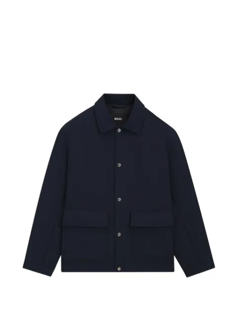BOSS relaxed-fit jacket in water-repellent peached fabric Blue 50554364