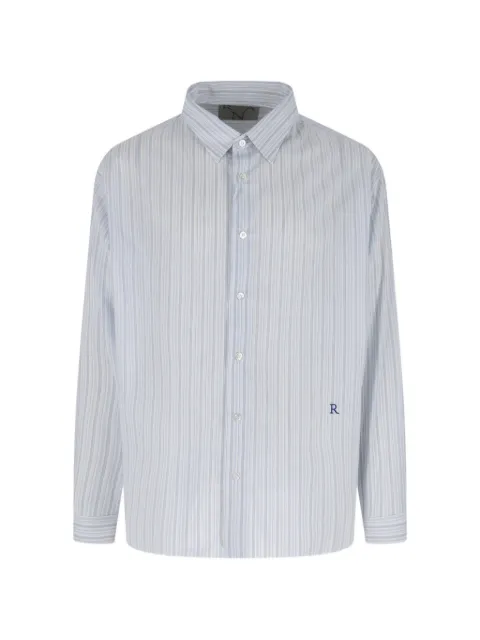RANRA stripe-pattern logo-embroidered shirt White AMSS26LS01127