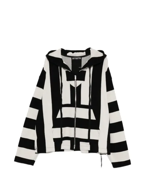 Mastermind World striped zip-up hoodie Black MW26SE1SW005012BLKIV