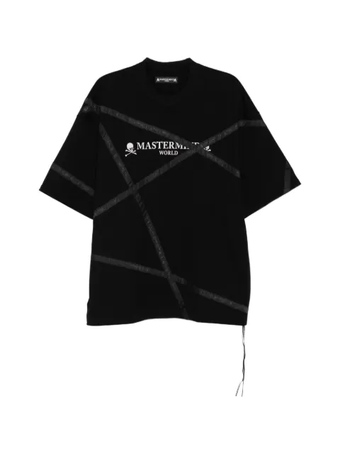 Mastermind World logo-print panelled T-shirt Black MW26SE1TS078020BLK