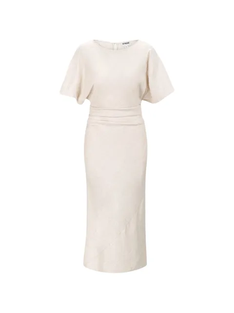 STAUD Amelie ruched-waist dress Neutrals R26S2279LI