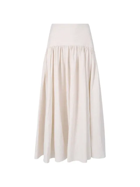 STAUD Procida gathered linen skirt Neutrals R26S6147LN