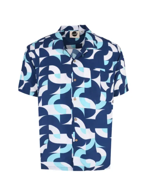 Boardies Baus geometric-print camp-collar shirt Blue BSS913