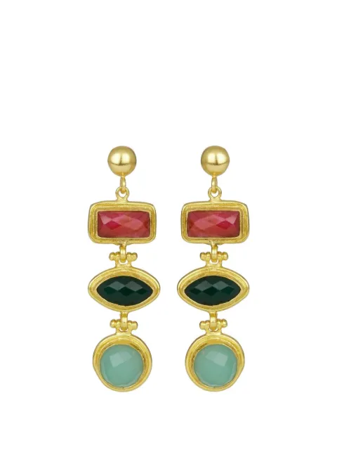 Ottoman Hands Innana gemstone drop earrings Gold GEM2115A
