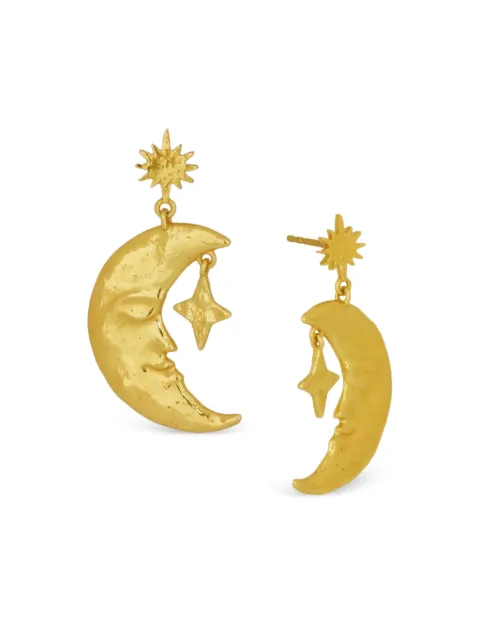 Ottoman Hands crescent moon star drop earrings Gold CEL65SNS680AE