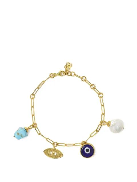 Ottoman Hands Cornicello evil eye charm bracelet Gold EEP2012A