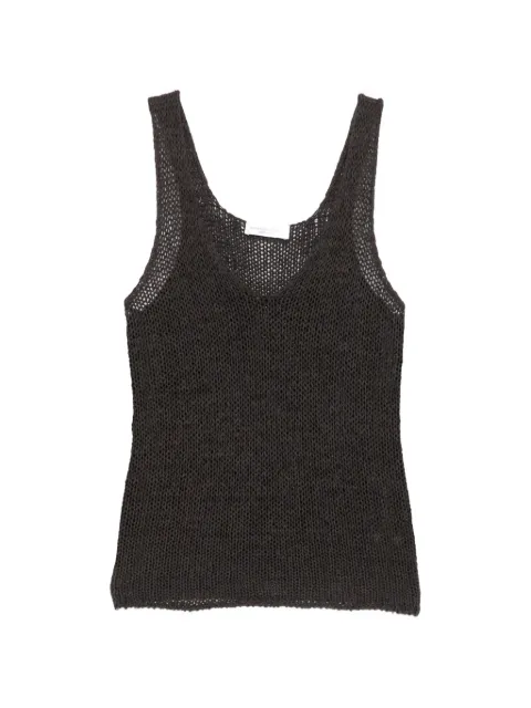 Roberto Collina open-knit V-neck top Brown 261FXA4101408MORO