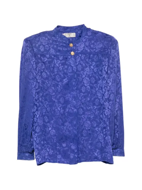 Valentino Garavani Pre-Owned 1970s floral-jacquard shirt Blue VA380AZL
