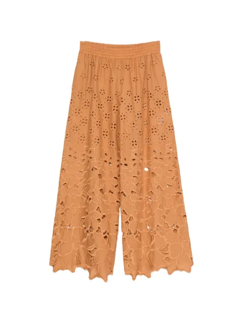 Ermanno Scervino broderie-anglaise floral-cut-out trousers Brown D484P603QYD