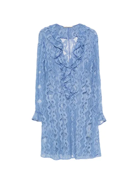 Roberto Cavalli Vintage 1990s ruffle-trim lace mini dress Blue RC600AZJ