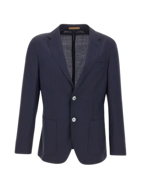 BOSS single-breasted seersucker blazer Blue 50560825
