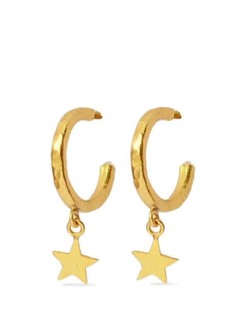Ottoman Hands Star-Charm hammered hoop earrings Gold CEL50AE