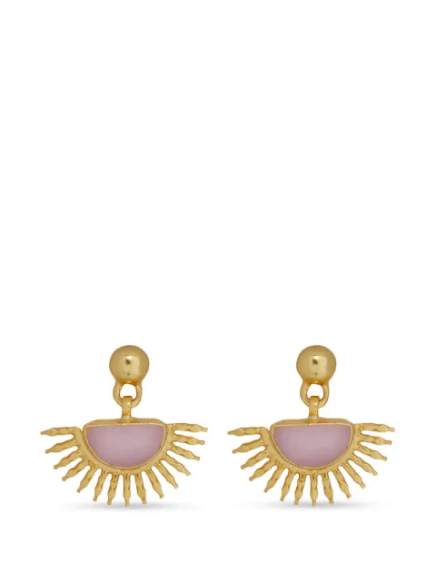 Ottoman Hands Sunrise rose quartz drop earrings Gold ETH514BE