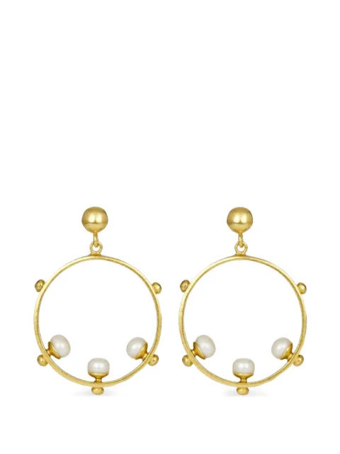 Ottoman Hands pearl Aristea embellished hoop earrings Gold GEM2212AE