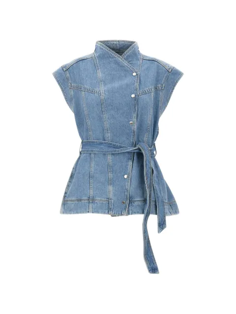 BOSS belted asymmetric-closure denim vest Blue 50558679
