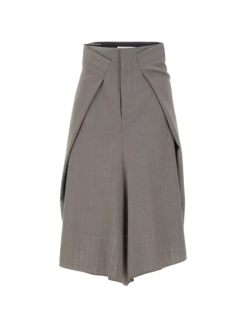 Victoria Beckham asymmetric folded-panel midi skirt Grey 1226WSK007224BNICKEL
