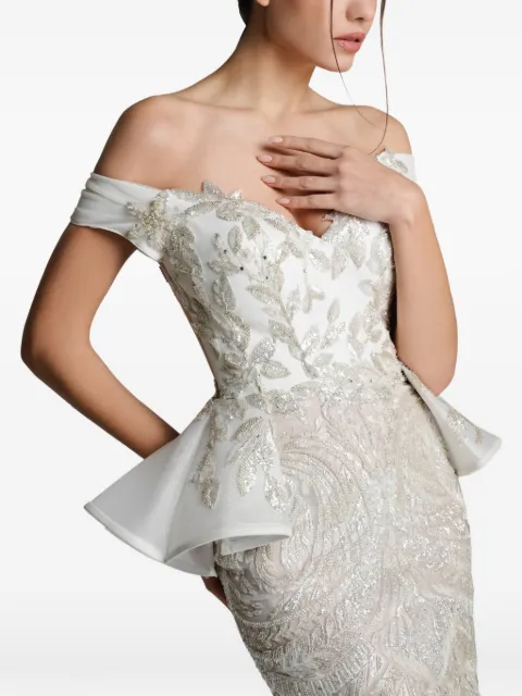 IMROSKA sequin-embellished peplum maxi dress Neutrals IMROSKAONESEVEN