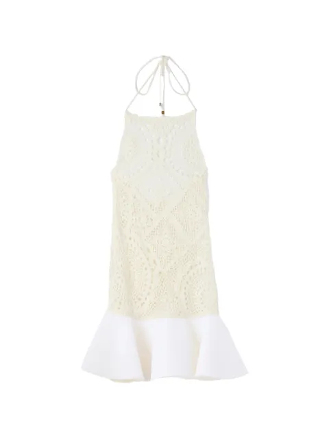 Jacquemus crochet-knit ruffled short dress White DRW00877AK00315