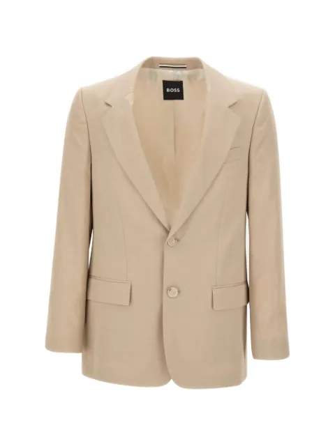BOSS single-breasted twill blazer Neutrals 50562362