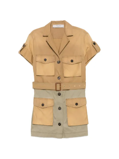 Golden Goose safari dress in beige and military-green cotton with maxi pockets Neutrals GWP02524P002352