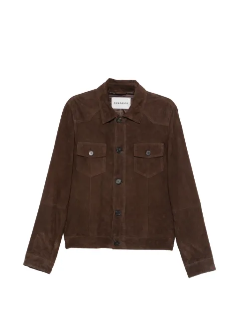AMARANTO suede flap-pocket jacket Brown B6AB0072