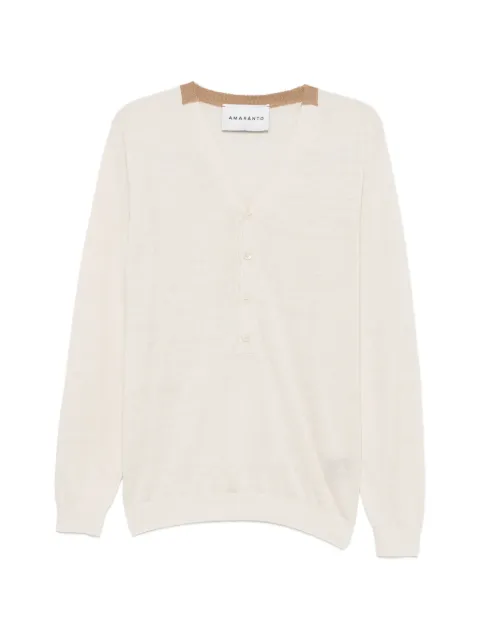 AMARANTO button-fastening V-neck T-shirt Neutrals B9AB0003