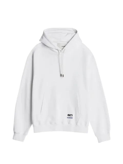 CIARAN geometric-print cotton hoodie White C01J05002
