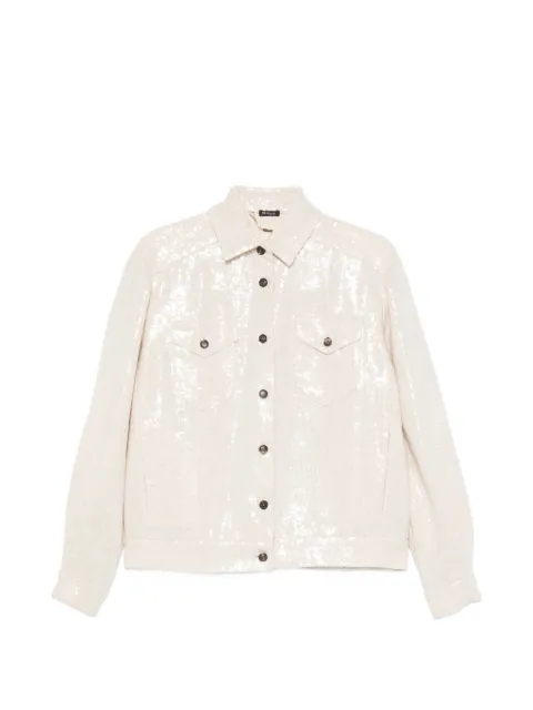 Kiton sequin-embellished button-up jacket Neutrals D61522K0989G0100B