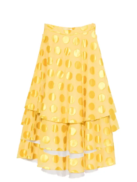 Christian Dior Pre-Owned 1970s polka-dot pattern midi skirt Yellow CD480AZG