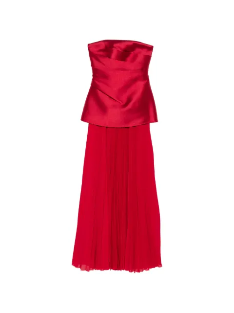 Solace London Claudette strapless pleated dress Red OS47033