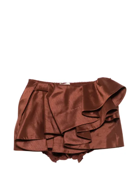 SHUSHU/TONG ruffled mini skirt Brown FSDFSK05FLA001BN100