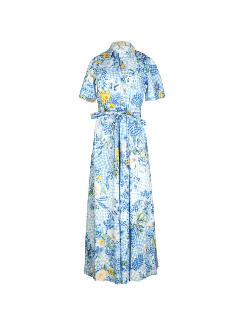 Mary Katrantzou floral-print gingham maxi dress Blue SS26D2FLEURBLUEBERRY