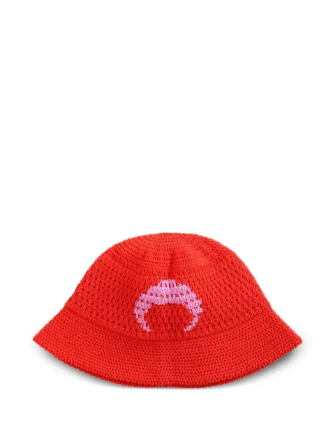 Marine Serre moon-motif bucket hat Red UHA001ACKNI0548RD10