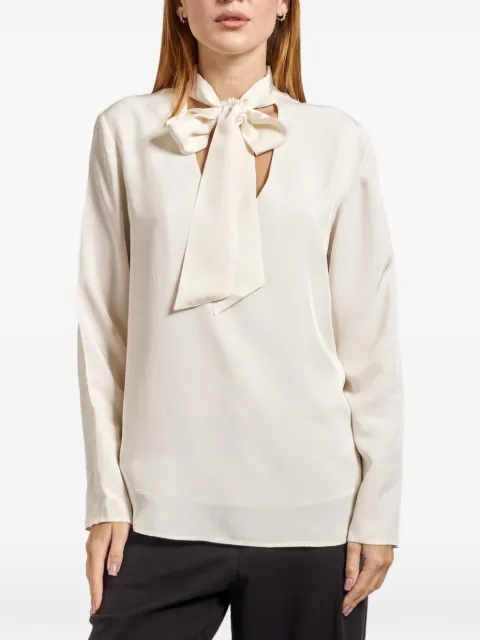 Armani Exchange pussy-bow long-sleeve blouse Neutrals XW000732AF1