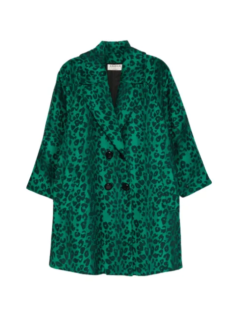 A.N.G.E.L.O. Vintage Cult 1980s leopard-print double-breasted coat Green AN600AZB