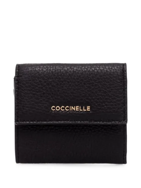 Coccinelle Small Metallic Leather wallet Black E2MW511B801