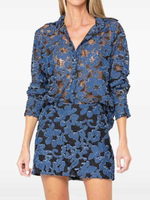 JBQ Beckett floral-pattern lace skirt Blue S001151