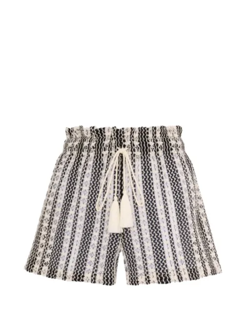 PALMACEA Irene tassel-detail striped shorts Neutrals 900493822