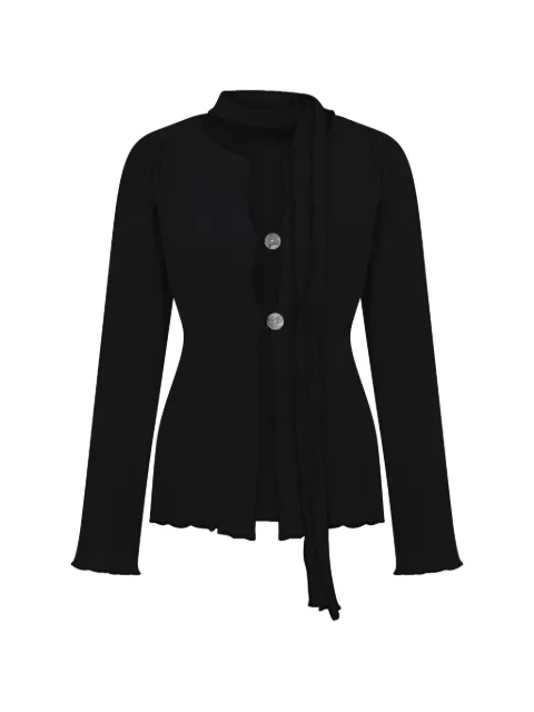 ANIM crinkled button-up cardigan Black RTWSS25MLW01S