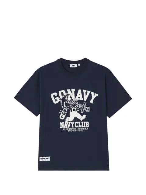 CHOCOOLATE graphic-print logo-patch T-shirt Blue B1XTEM00700X